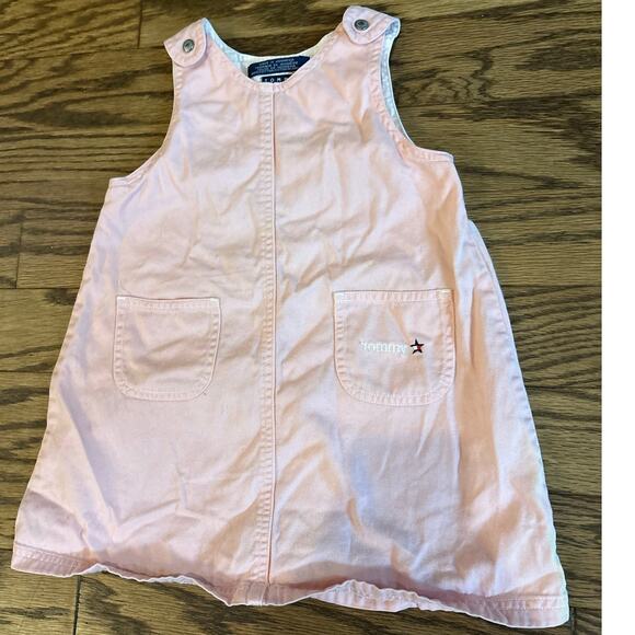Tommy Hilfiger Toddler Girls Denim Dress Jumper 3T Months Y2K Vintage Pink - Picture 1 of 5